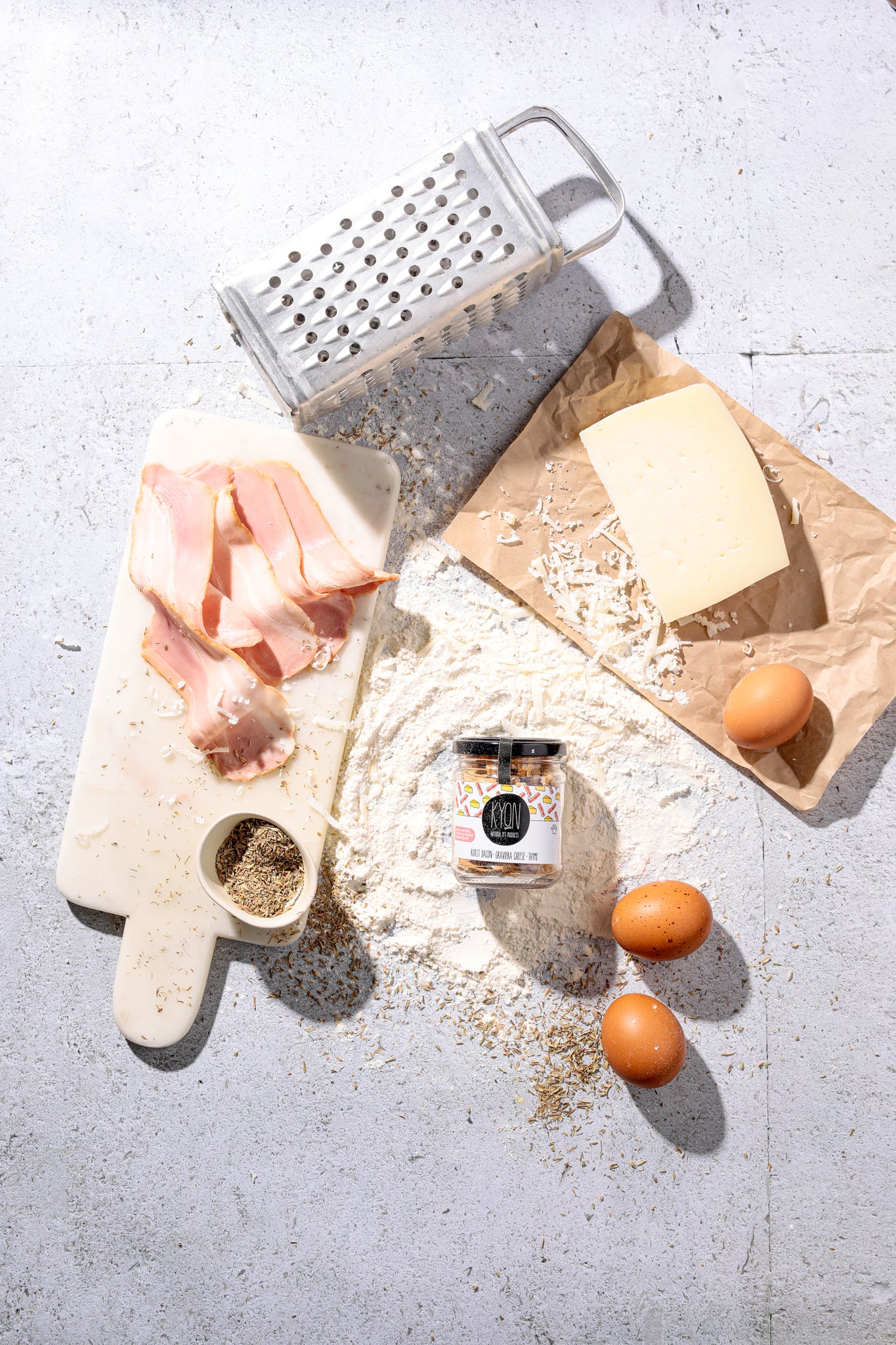 Treats With Roast bacon – Graviera Cheese – Thyme